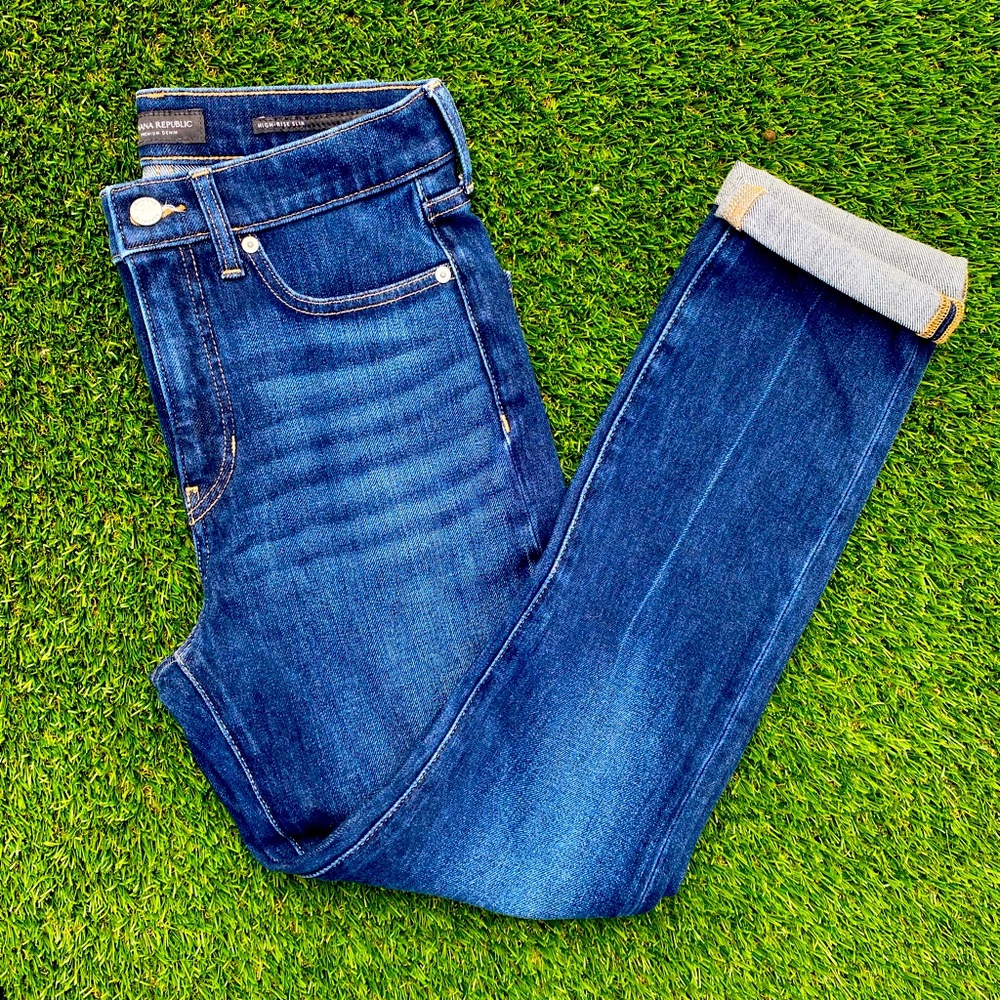 Banana Republic Jeans 27/4 Women High Rise Skinny Stretch Dark Wash Denim NWOT